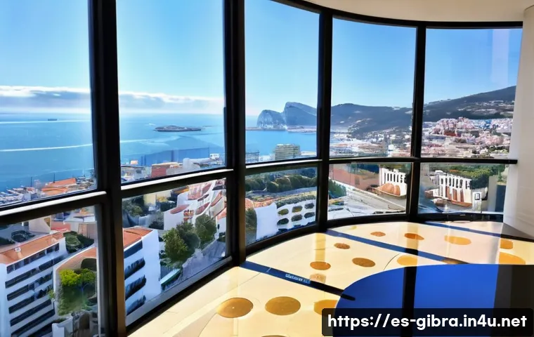 지브롤터의 부동산 시장 - A luxurious modern apartment building in the vibrant city center of Gibraltar, showcasing sleek glas...